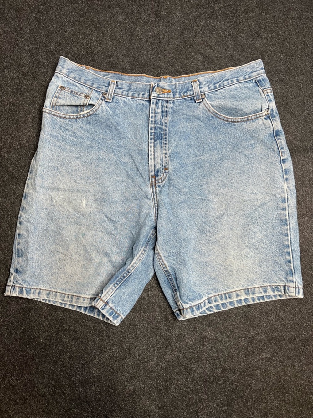 Men's Light Blue Denim Jean Shorts Cotton Button Zip 5-Pocket Casual Flat Front